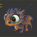 Cute Fantasy Dragon Game Movie Character With Big Blue Eyes Orange Scales And Wings