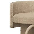 Light Brown Bar Stools With Curved Metal Frame And Round Fabric Seat