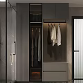 Modern Minimalist Wardrobe Interior With Hanging Clothes Drawers And Storage Design