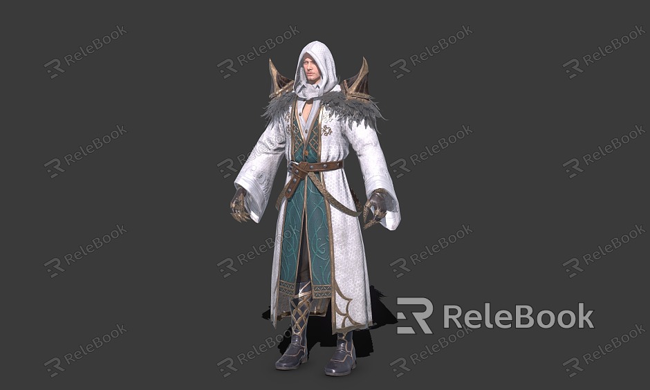 White robe mage spell master element master mage model