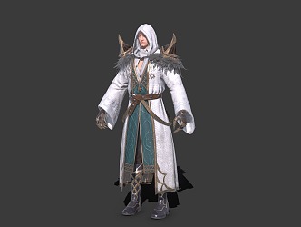 White robe mage spell master element master mage 3d model