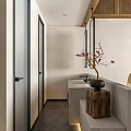 Minimalist Hotel Room Featuring Wooden Loft Circular Windows Staircase And King Bed