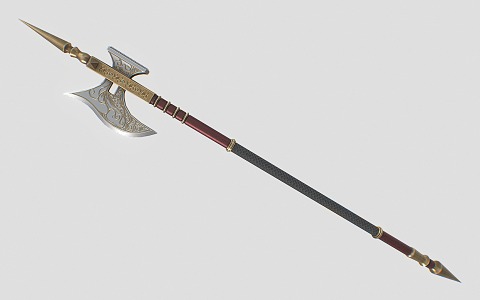 Modern Long Halberd War Cold Weapon 3d model