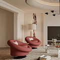 Modern Warm Living Room Interior With Comfortable Sofas Marble Table And Exquisite Ceiling Design