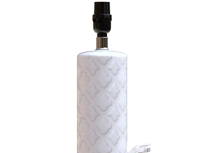 Elegant White Table Lamp With Intricate Geometric Pattern Base And Black Silver Details 3d model