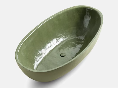 Green Oval Bathtub With Smooth Glossy Surface And Simple Design 3d model
