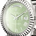 Luxury Rolex Watch With Silver Bracelet Green Dial And Day Date