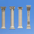 Various Styles of Roman Columns With Carved Tops Fluted Surfaces And Ornate Details