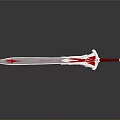 Silver Blade Red Hilt Decorative Sword On Black Background With Reflection 3d model