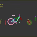 Red Bicycle With Disassembled Parts Including Wheels Seat And Frame On Reflective Surface
