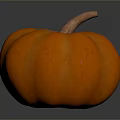 Fresh Ripe Orange Pumpkin With Brown Stem On Dark Reflective Surface