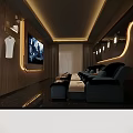 Modern SPA Sauna Interior Design With Comfortable Loungers TV Screen And Ambient Lighting