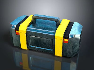 Blue And Yellow Toolbox With Yellow Straps Black Accents And Handle 3d model