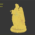 Krishna Radha Sculpture With Blue Skin Flute Red Gold Attire And Golden Decorative Base