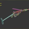 Shiny Metal Rifle With Long Barrel Stock And Reflective Surface On Plain Gray Background