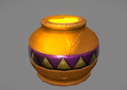 Coil Jar Hand-painted Jar Hand-painted Bottle Style Jar Cartoon Jar 3d model