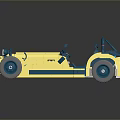 Yellow and Blue Toy Car Model with Open Cockpit and Large Wheels