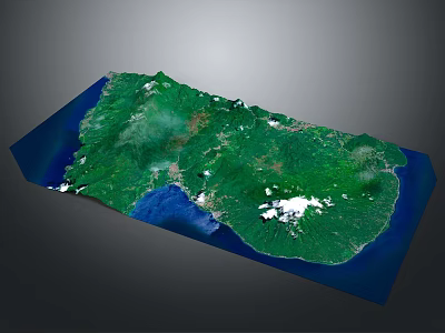 3D Map Wall Decor Featuring Green Terrain And Blue Water Design 3d model