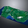 3D Map Wall Decor Featuring Green Terrain And Blue Water Design