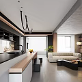 Modern Living Dining Room Interior Design With Wooden Shelves Sofa Staircase TV Unit And Plant
