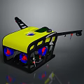 Yellow Underwater Drone With Black Frame Red Blue Propellers And Remote Control 3d model