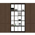 Modern Decorative Cabinet with Illuminated Open Compartments Displaying Books and Decor Pieces in Contemporary Design