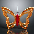 Golden Butterfly Shaped Commercial Equipment With Circular Dots Red Center And Hanging Hook