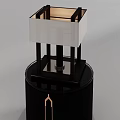 Modern Table Lamp With Square White Shade Black Pillars And Smooth Round Base