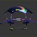 Colorful Cosmic Spacecraft With Rainbow Dome Star And Cloud Patterns For Aerospace Exploration