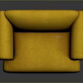 Comfortable Yellow Fabric Single Sofa With Stylish Armrests And Black Legs