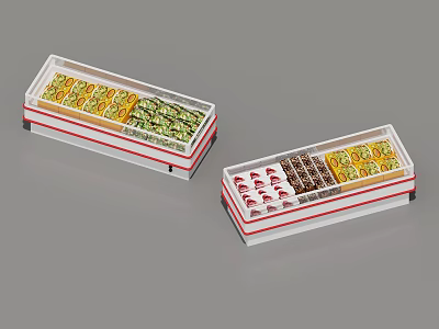 Open Display Freezers For Retail Use With Assorted Foods In Transparent Storage Compartments 3d model