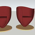 Two Stylish Red Accent Chairs With Gold Round Base Modern Curved Backrest Design