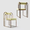 Modern Pink Upholstered Leisure Chair with Gold Arched Metal Frame