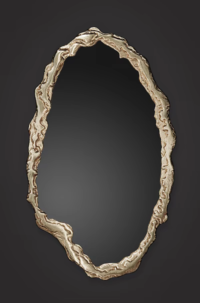 Ornate Golden Mirror With Intricate Carved Frame For Interior Wall Decor 3d model