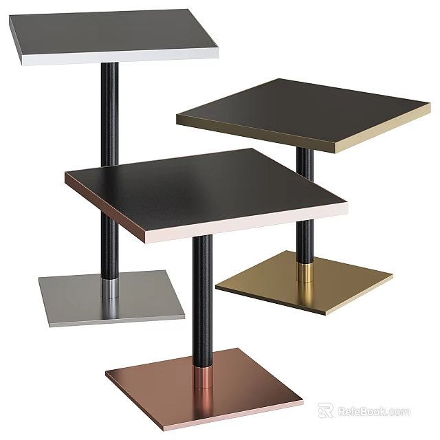 Modern Dressing Table Design With Black Gold And Rose Gold Surfaces And Metal Support Legs 3d model 