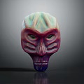 Colorful Character Creature Mask With Textured Facial Features And Vibrant Hues