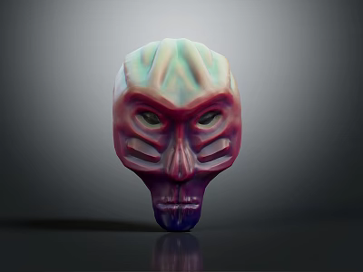 Colorful Character Creature Mask With Textured Facial Features And Vibrant Hues 3d model