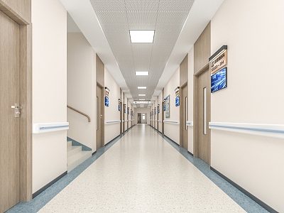 modern aisle hospital walkway 3d model