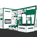 HopeWell Exhibition Booth Design With White Green Display Shelves Screen And Poster