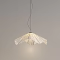 Modern Fan Shaped Woven Pendant Light With Warm Glow Against Gray Wall
