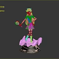 Pink Haired Girl In Green Dress With Flower Shaped Wand And Purple Petal Base