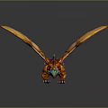 Mythical Dragon With Orange Glowing Wings And Scaled Red Blue Body