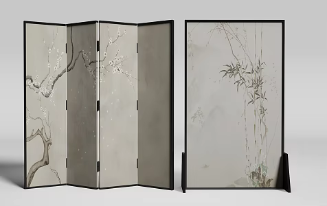 new chinese style screen 3d model