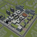 Aerial Planning of Modern Urban Zone with Green Rooftops and Circular Layout
