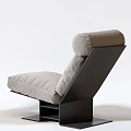 Modern Lounge Chair Featuring Brown Upholstery And Light Gray Cushions With Black Metal Frame