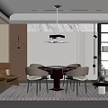 Elegant Modern Hotel Mahjong Room With Mahjong Table Comfortable Chairs And Pendant Light