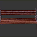 Stylish Red Wooden Bench With Black Metal Armrests And Classic Design For Home Decor