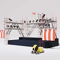 Heavy Duty Commercial Construction Equipment With Scaffolding Platform And Orange Banners