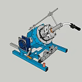 Blue Industrial Pipe Welding Machine With Rotary Disc Handle And Stable Base 3d model