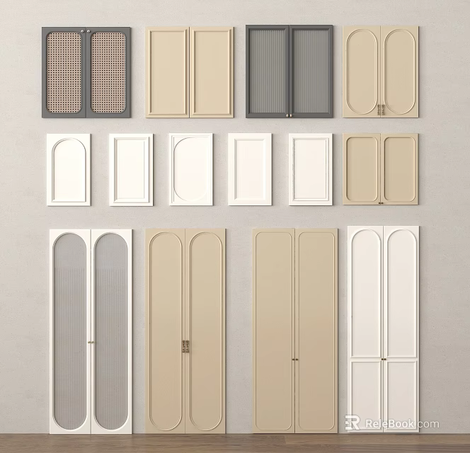 Door Components Various Designs Beige White Gray Paneled Arch Grille Styles Home Interior Decor Elements 3d model 